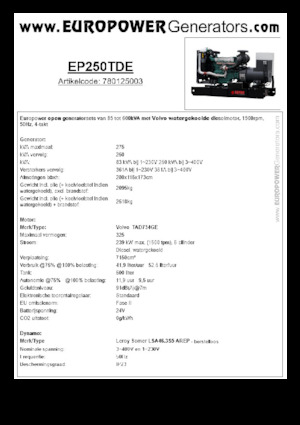 Generatori diesel Europower EP250TDE (LS)