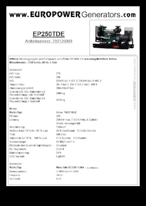 Generatori diesel Europower EP250TDE (MA)