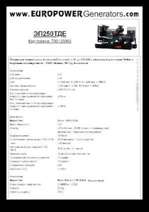 Generatori diesel Europower EP250TDE (MA)