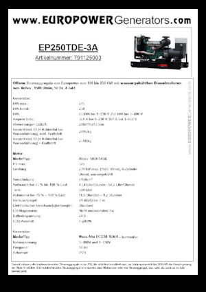 Generatori diesel Europower EP250TDE-3A (MA)