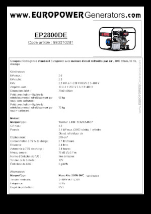 Generatori diesel Europower EP2800DE (MA)