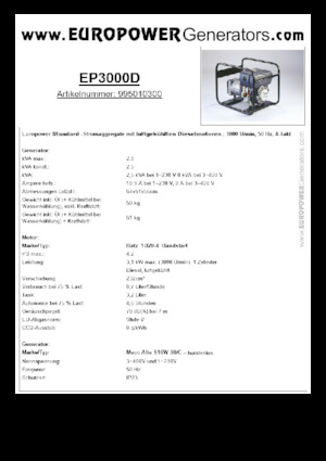 Generatori diesel Europower EP3000D (MA)