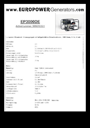 Generatori diesel Europower EP3000DE (MA)