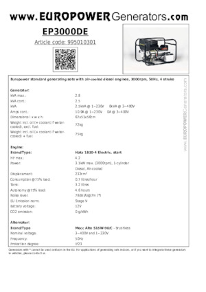 Generatori diesel Europower EP3000DE (MA)