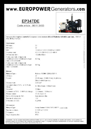 Generatori diesel Europower EP34TDE (LS)