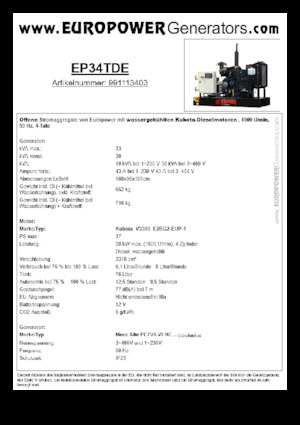 Generatori diesel Europower EP34TDE (MA)