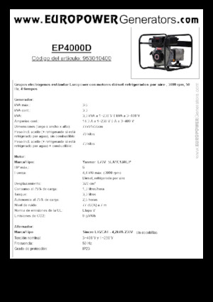 Generatori diesel Europower EP4000D (S)