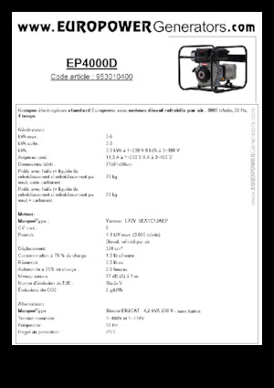 Generatori diesel Europower EP4000D (S)