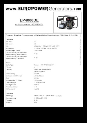 Generatori diesel Europower EP4000DE (S)