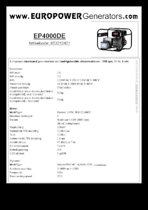 Generatori diesel Europower EP4000DE (S)