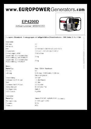 Generatori diesel Europower EP4200D (S)