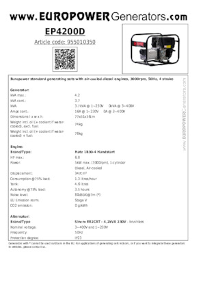 Generatori diesel Europower EP4200D (S)