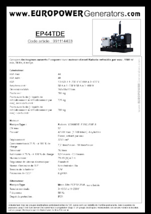 Generatori diesel Europower EP44TDE (MA)