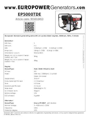 Generatori diesel Europower EP5000TDE (S)