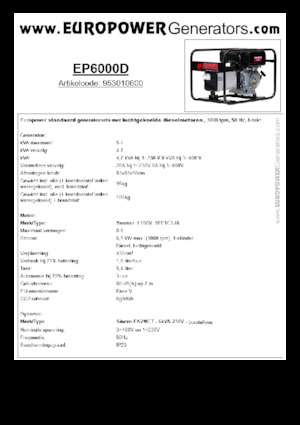 Generatori diesel Europower EP6000D (S)
