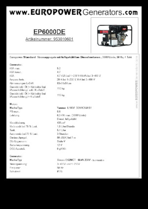 Generatori diesel Europower EP6000DE (S)