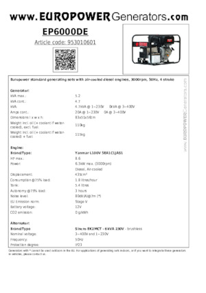 Generatori diesel Europower EP6000DE (S)