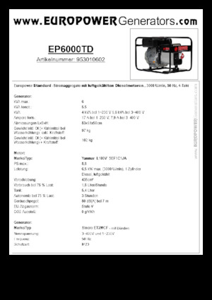Generatori diesel Europower EP6000TD (S)