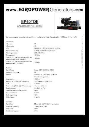 Generatori diesel Europower EP60TDE (MA)