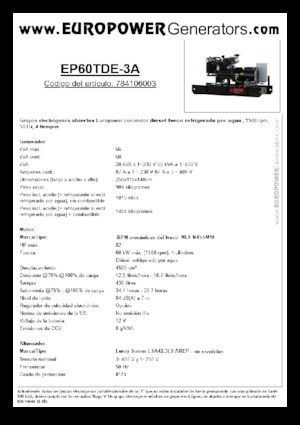 Generatori diesel Europower EP60TDE-3A (LS)