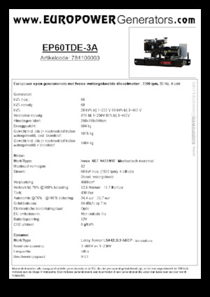 Generatori diesel Europower EP60TDE-3A (LS)