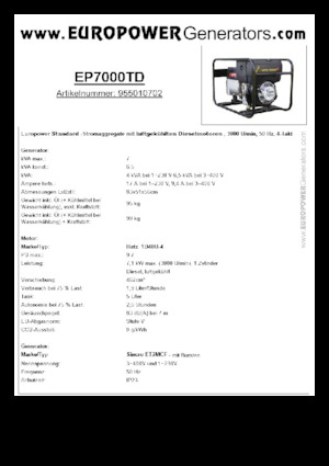 Generatori diesel Europower EP7000TD (S)
