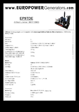 Generatori diesel Europower EP9TDE (MA)