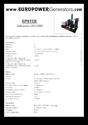 Generatori diesel Europower EP9TDE (MA)