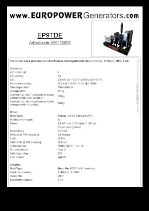 Generatori diesel Europower EP9TDE (MA)