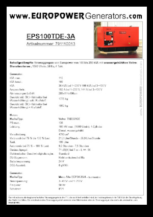 Generatori diesel Europower EPS100TDE-3A (MA)