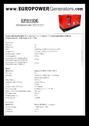 Generatori diesel Europower EPS11DE (S)