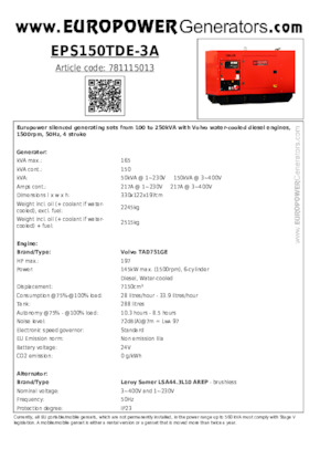 Generatori diesel Europower EPS150TDE-3A (LS)