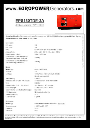 Generatori diesel Europower EPS180TDE-3A (LS)