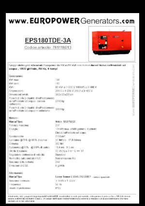 Generatori diesel Europower EPS180TDE-3A (LS)