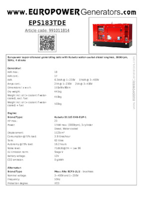 Generatori diesel Europower EPS183TDE (MA)