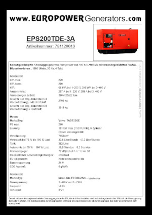 Generatori diesel Europower EPS200TDE-3A (MA)