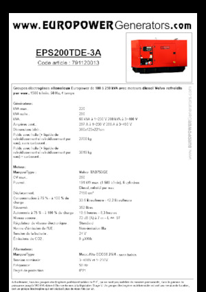 Generatori diesel Europower EPS200TDE-3A (MA)