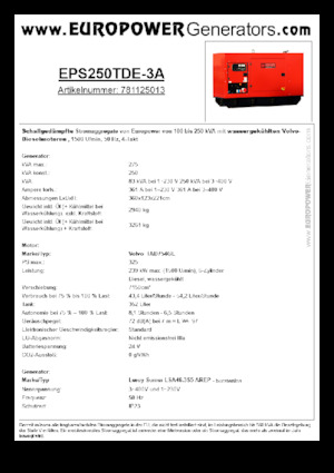 Generatori diesel Europower EPS250TDE-3A (LS)