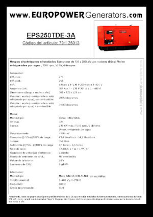 Generatori diesel Europower EPS250TDE-3A (MA)