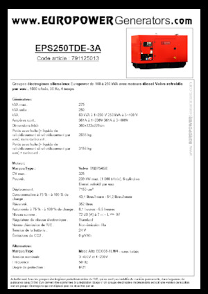 Generatori diesel Europower EPS250TDE-3A (MA)