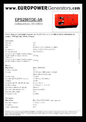 Generatori diesel Europower EPS250TDE-3A (MA)