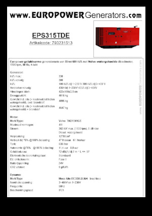 Generatori diesel Europower EPS315TDE (MA)