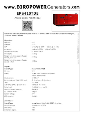 Generatori diesel Europower EPS410TDE (LS)