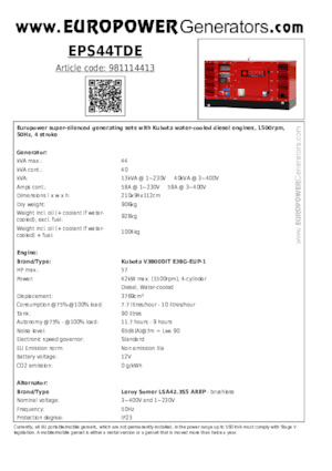 Generatori diesel Europower EPS44TDE (LS)