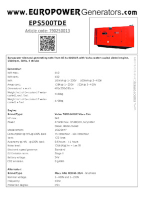 Generatori diesel Europower EPS500TDE (MA)