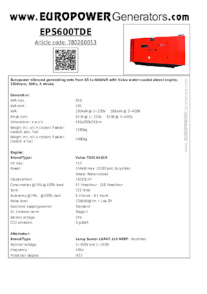 Generatori diesel Europower EPS600TDE (LS)