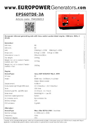 Generatori diesel Europower EPS60TDE-3A (MA)