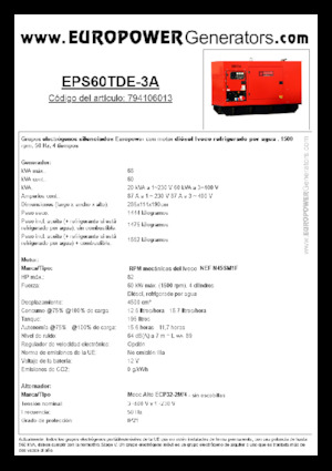 Generatori diesel Europower EPS60TDE-3A (MA)