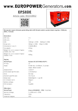 Generatori diesel Europower EPS8DE (S)