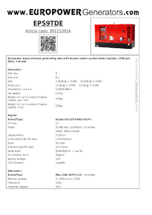 Generatori diesel Europower EPS9TDE (MA)